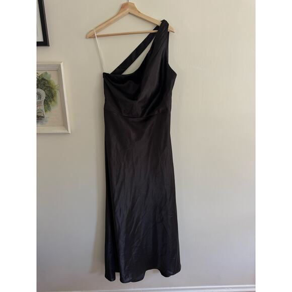 JENNY YOO Lena One Shoulder Black Maxi Dress Size 16 - Picture 4 of 8